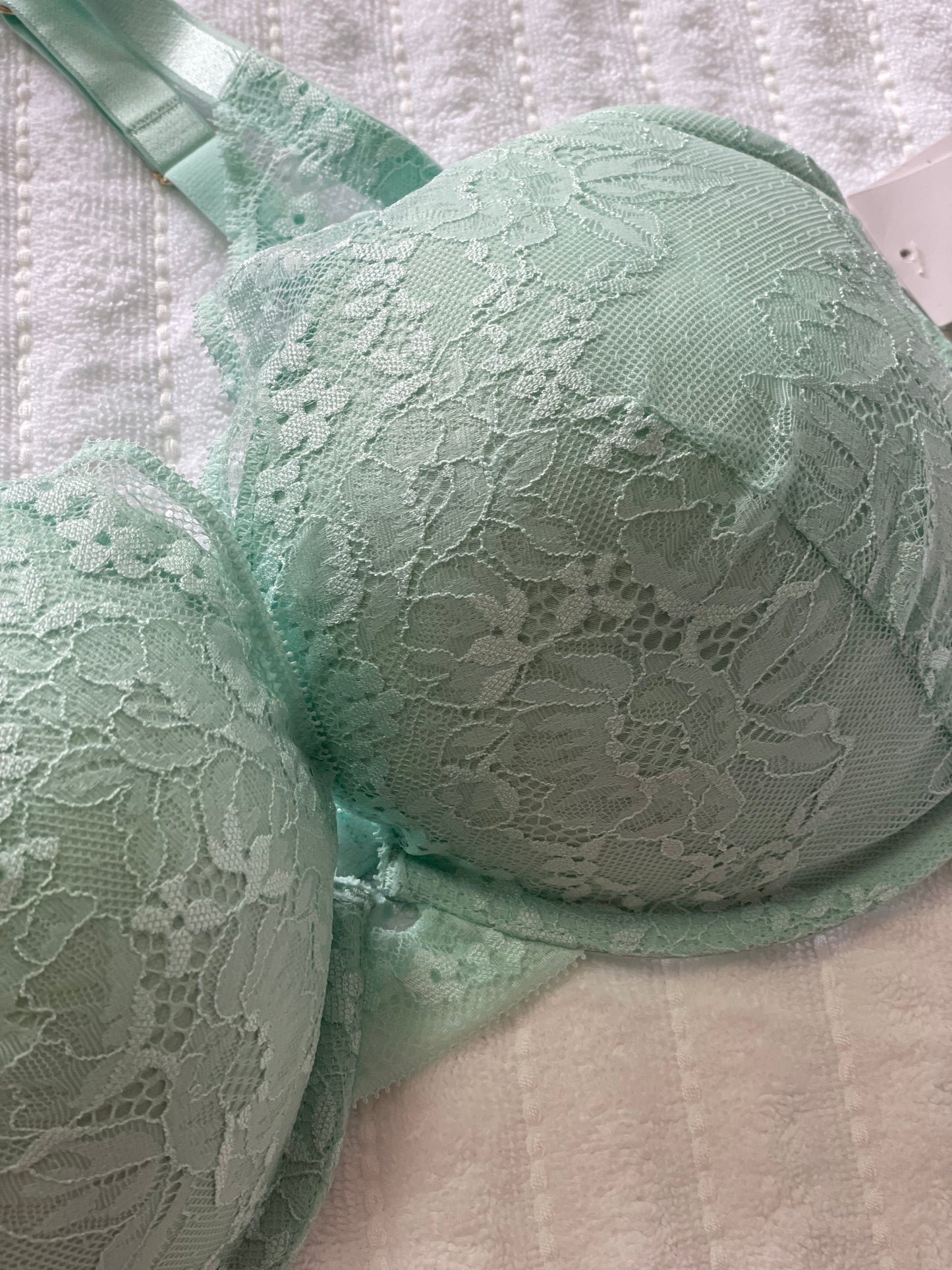 Sujetador push-up de encaje para mujer Auden, verde- 38DD