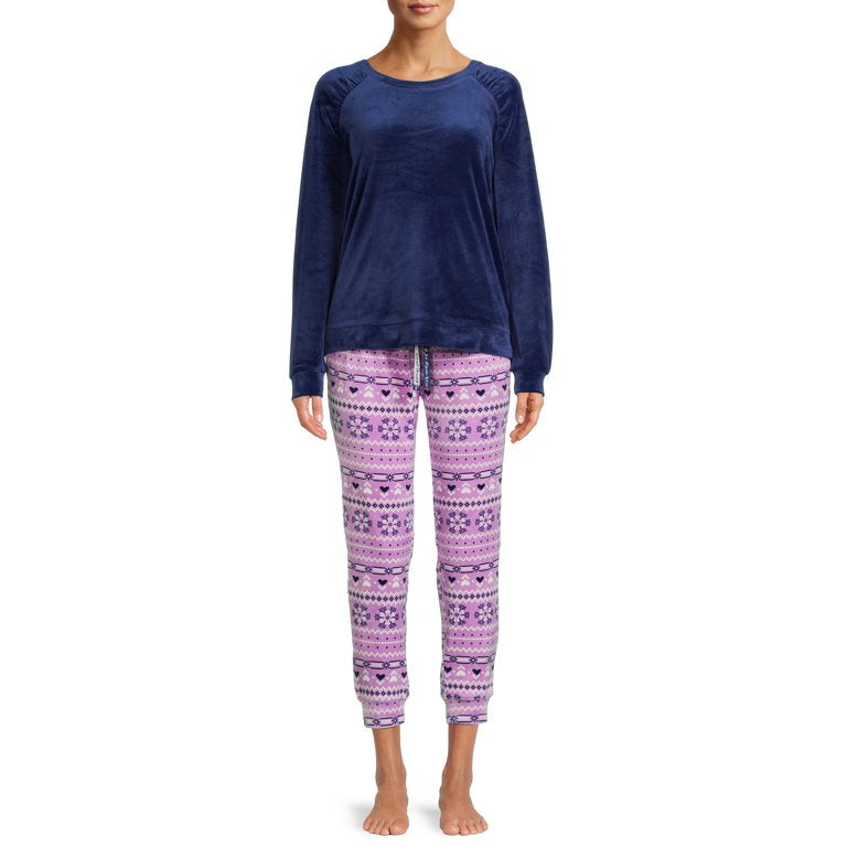 Muk Luks Top de Terciopelo de Mujer, Set de Pijama de 2 Piezas talla XL