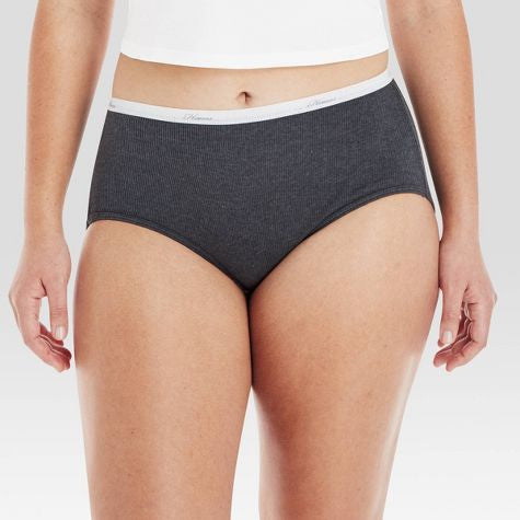 Surtido de bloomer de brezo acanalado de algodón de 6 piezas de Hanes para mujer- talla10