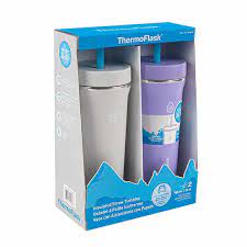 Vaso de pajilla estándar aislado Thermoflask 32 oz. paquete de 2, púrpura y gris