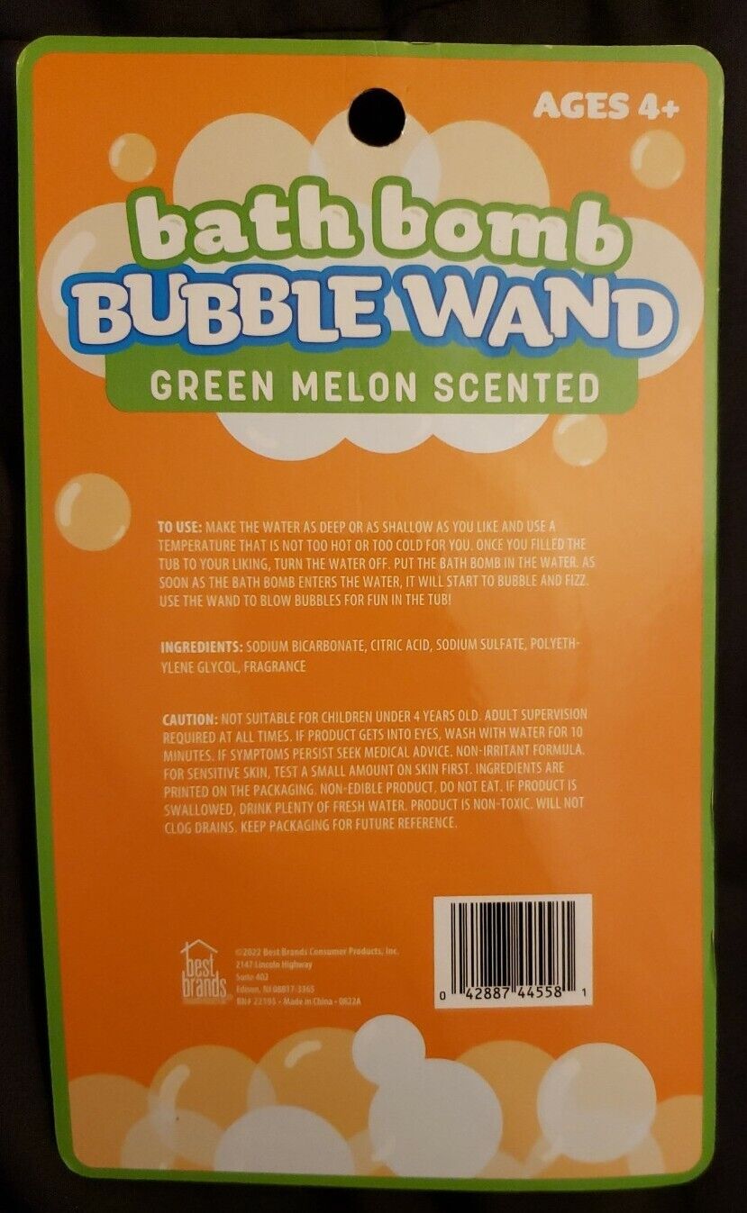 Bath Bomb bubble wand-BOMBA DE BAÑO VARITA BURBUJA Verde Melón Perfumado Nuevo en Paquete Sopla Burbujas