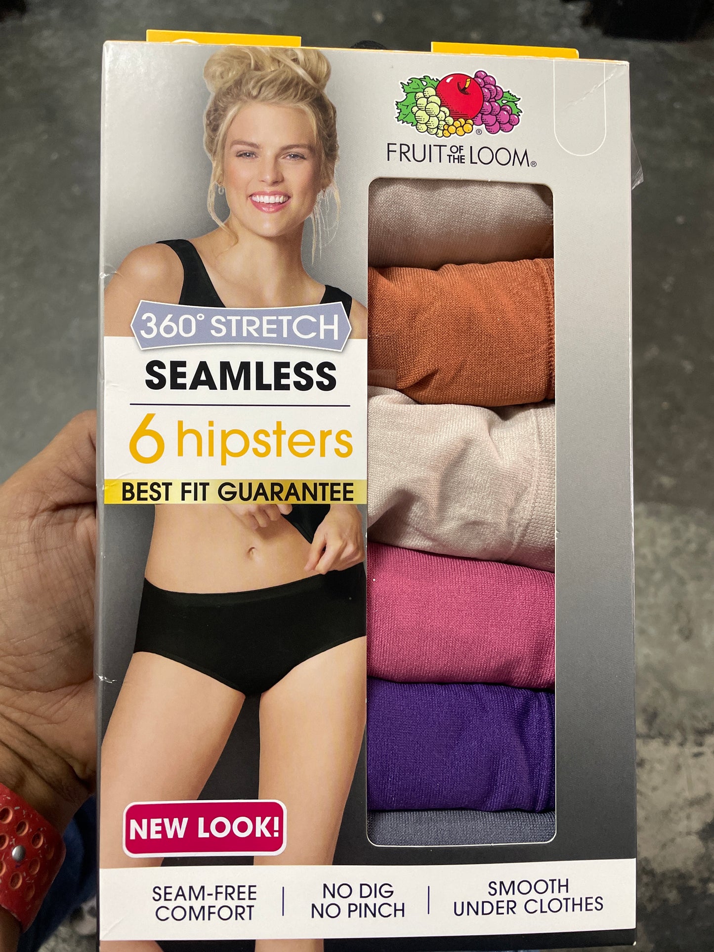 Ropa interior hipster sin costuras Fruit of the Loom 6pk 360 Stretch para mujer - los colores pueden variar- talla 5 S