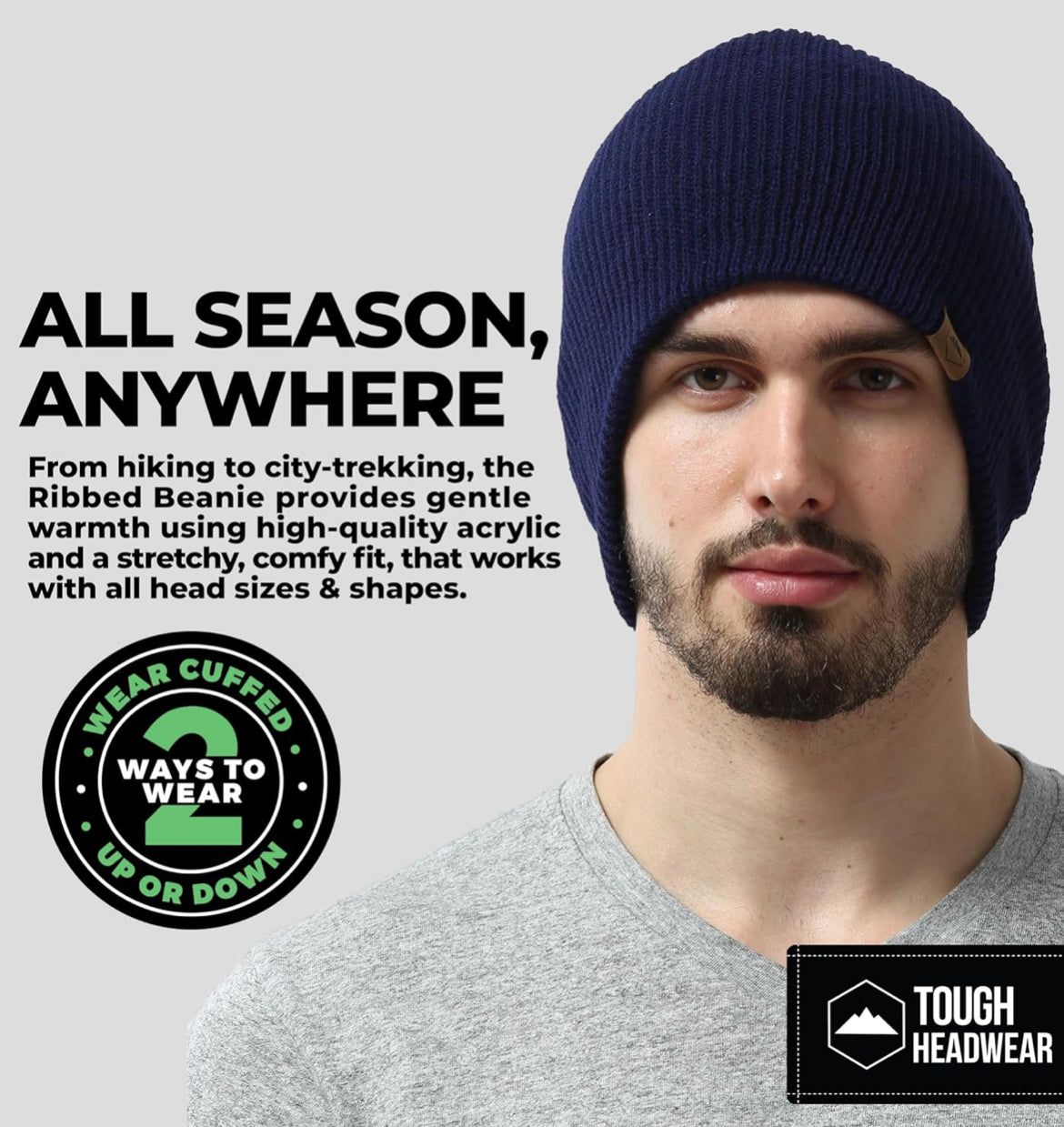 Gorro unisex – Gorros cálidos de invierno para hombres, gorro de punto para clima frío, gorro suave acanalado y sombreros ligeros de trineo