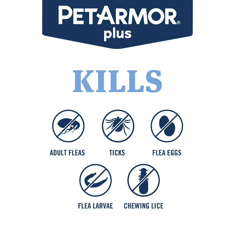 PETARMOR Plus para perros grandes 45-88 libras, prevención de pulgas y garrapatas para perros, suministro para 3 meses