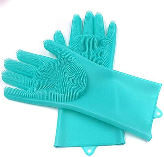 Guantes para Lavar Platos - Cepillo Esponja de Cocina incluida para Trastes de Silicona Reusables