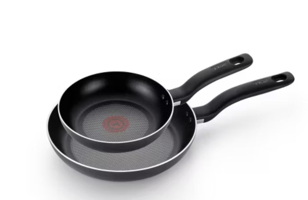 Juego de sartenes T-fal de 2 piezas, utensilios de cocina antiadherente Simply Cook negro