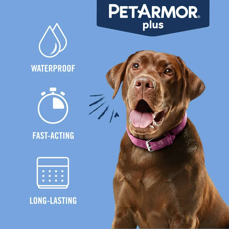 PETARMOR Plus para perros grandes 45-88 libras, prevención de pulgas y garrapatas para perros, suministro para 3 meses