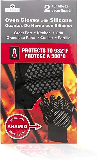 Nouvelle Legende Guantes calientes flexibles de aramida resistentes al calor extremo con puntos de silicona, paquete de 2