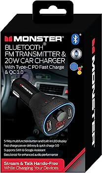 Monster Basic BlueTooth FM Transmitter/ 20 w car charger