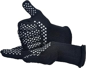 Nouvelle Legende Guantes calientes flexibles de aramida resistentes al calor extremo con puntos de silicona, paquete de 2