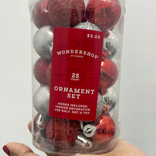 Conjunto de mini adornos de árbol de Navidad redondo de 25 quilates - Wondershop™