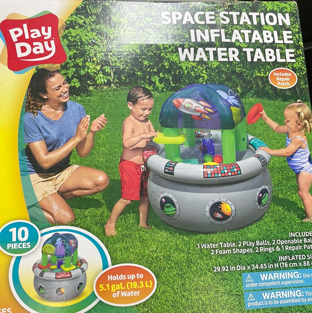 Mesa freática inflable Play Day para estación espacial de 10 piezas contiene hasta 5,1 galones