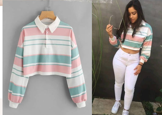 Blusa manga larga crop top- talla S