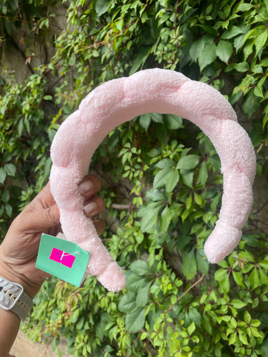 1 Pieza Diadema Tipo Spa De Color Rosa Para El Lavado De Cara, Diadema De Rizo De Felpa Adecuada Para El Maquillaje De Las Mujeres, El Lavado De La Cara Y El Tratamiento De La Piel, Accesorios Rosas