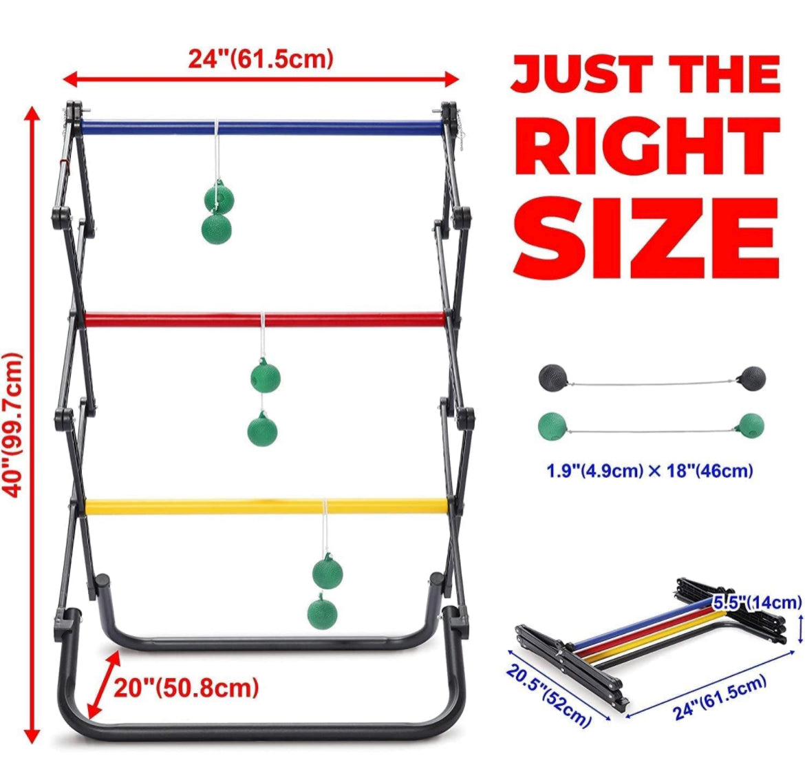 TGU Juego de 2 juegos de lanzamiento de escaleras, configuración instantánea, sistema plegable | Juegos al aire libre para patio trasero, césped, playa, parque y portón trasero, negro, 24.2 x 24.5 x 39.2 pulgadas