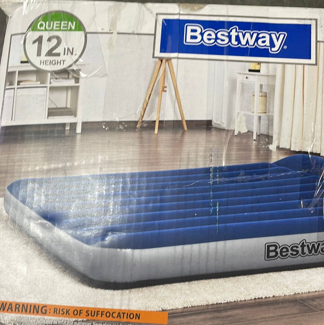 Colchón de aire Bestway 12" Tritech Gray Queen con bomba incorporada