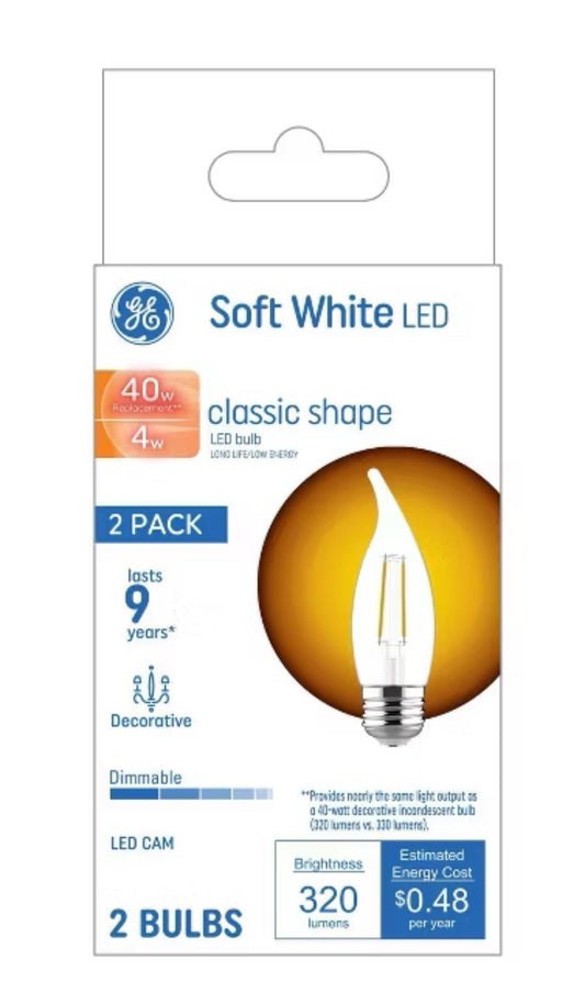 Bombillas decorativas LED blancas suaves GE 2pk 40W