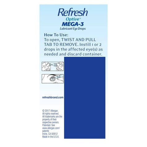 Refresh las gotas para los ojos sin conservantes Optive Mega-3 - 30ct