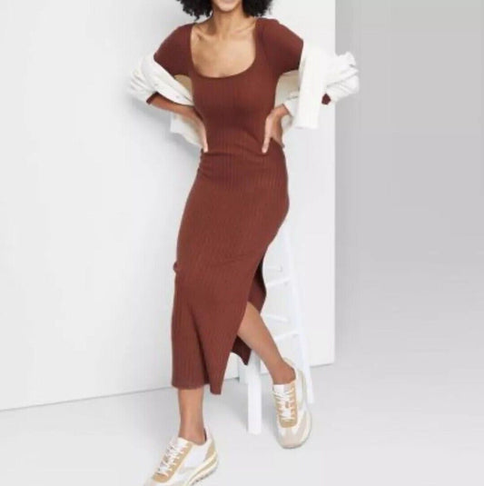 Vestido acanalado - café - Wild Fable talla XL