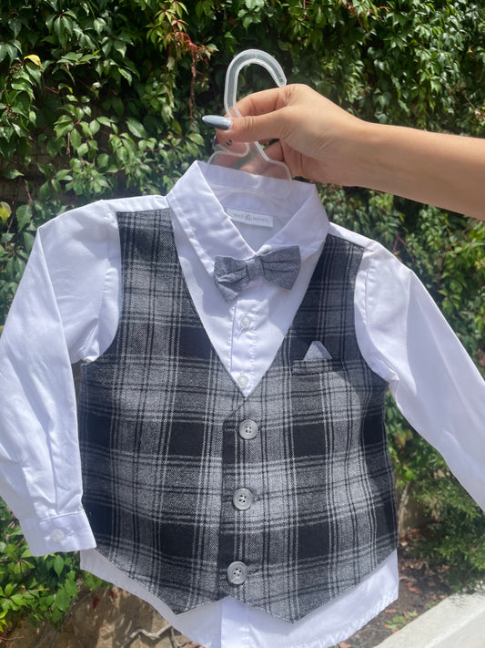 Camisa con chaleco y corbatín integrado - Max & Molly - talla 18m