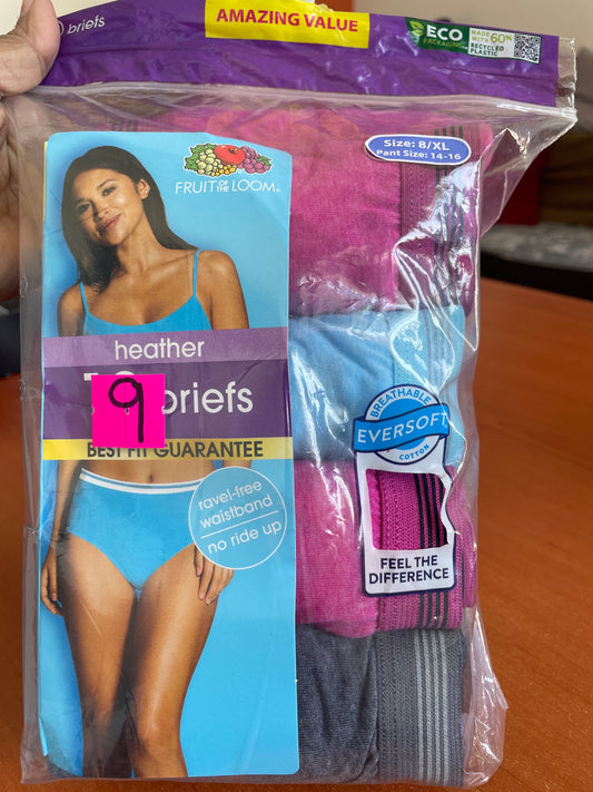 Fit for Me de Fruit of the Loom Women's Plus 9pcs - Heather High Cut Briefs - talla 8(xl)