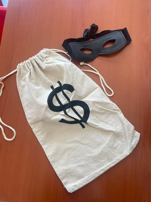 Bolsa para monedas y antifaz negro