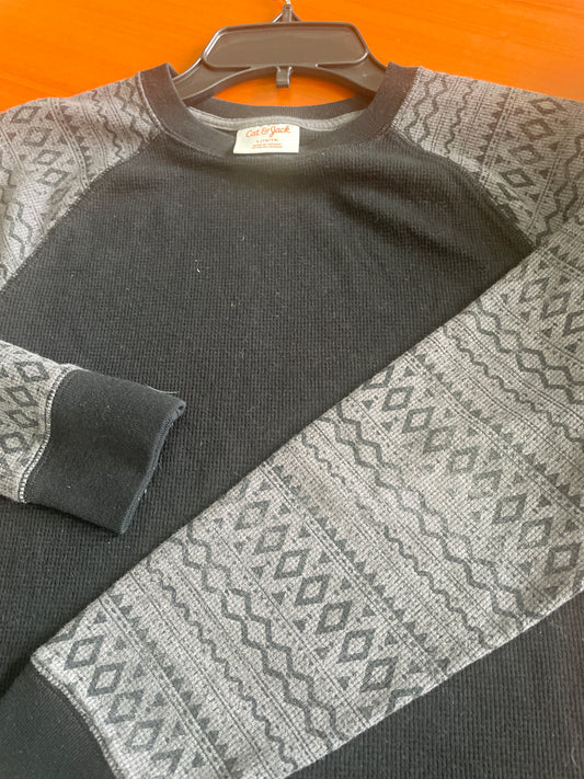 Playera manga larga tipo waffle- Cat & Jack - talla L (12/14)