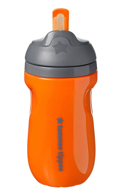 Tommee Tippee Vaso con pajilla aislado para niños pequeños, a prueba de derrames, 9 onzas, 39.4 ft+, 1 unidad, naranja