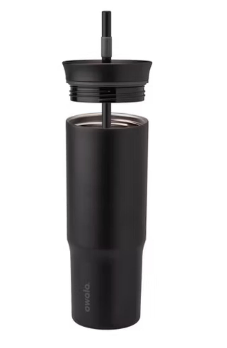 Vaso de pajilla de acero inoxidable Owala de 24 oz - negro