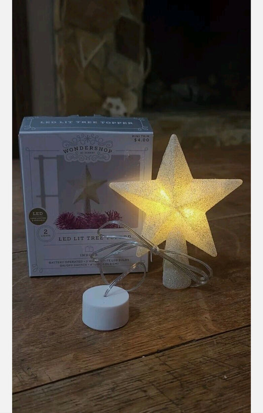 Wondershop Star Mini Árbol de Navidad Topper LED Iluminado a Batería 4.5"