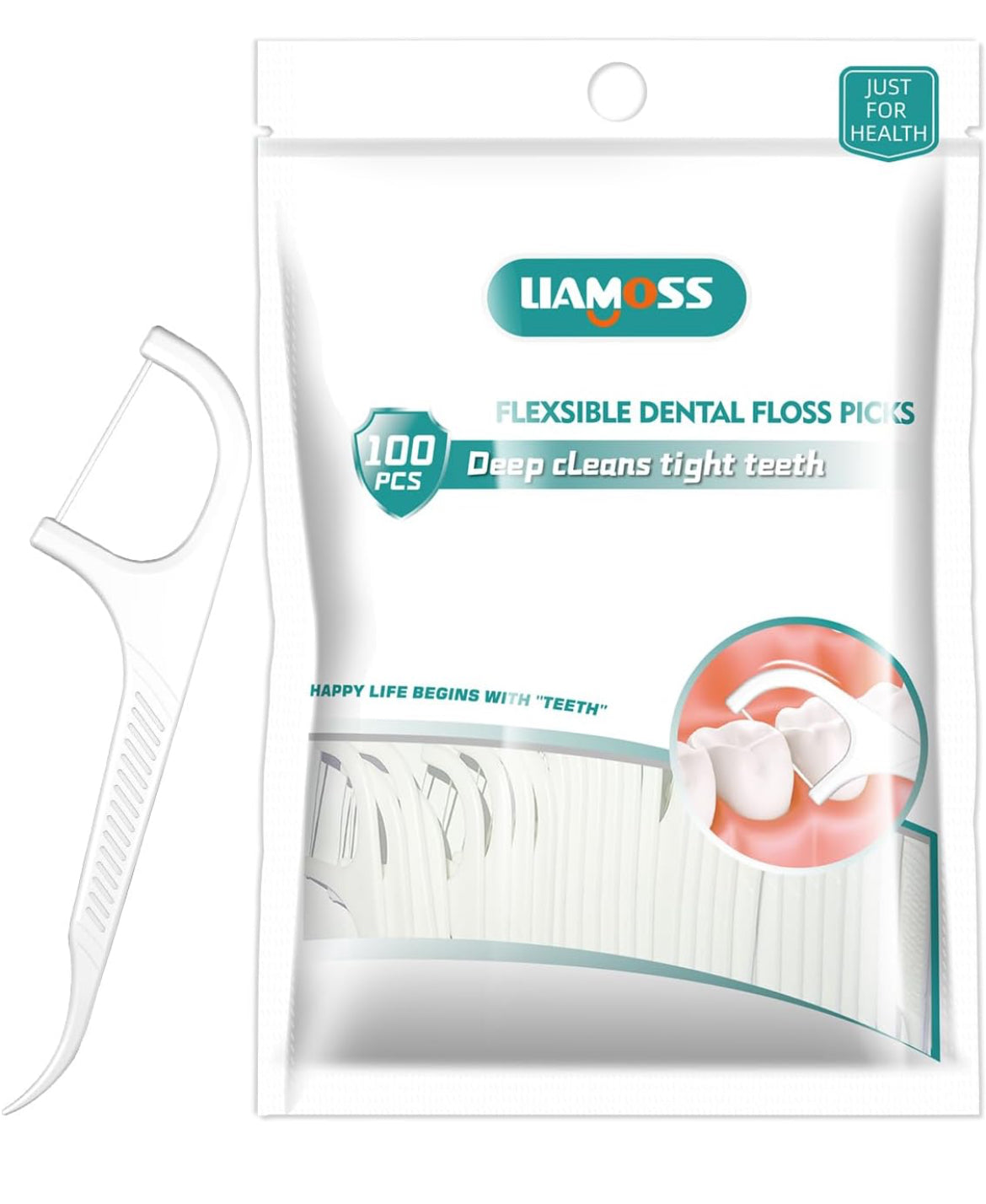 100 palillos de hilo dental sin triturar, hilo dental súper limpio, palillos de hilo dental de viaje, palillos de dientes fuertes y resistentes para limpiar los dientes, cuidado bucal profesional, 1