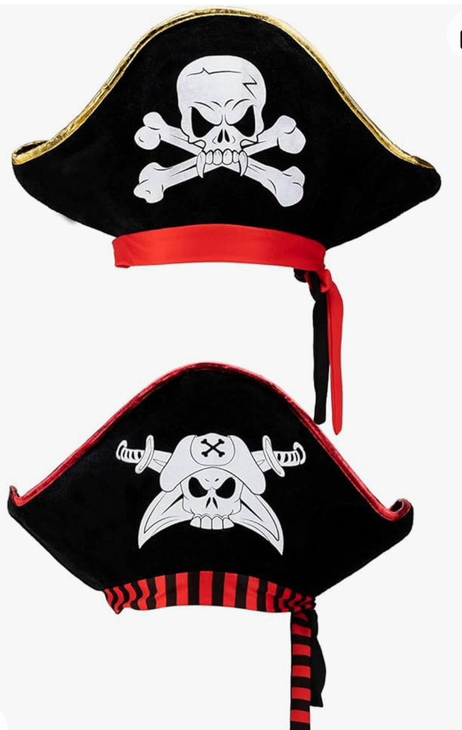 JOYIN Disfraz de capitán pirata con estampado de calavera con parche en los ojos para mascarada, pirata, accesorios de cosplay, accesorios para fiesta de Halloween, vestido caribeño, Negro -