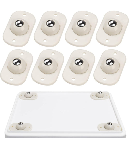 Mini ruedas giratorias autoadhesivas, rodamiento de rodillos de vástago, rueda universal de rotación de 360°, polea adhesiva para basura, caja de almacenamiento, muebles pequeños (8, giro blanco)