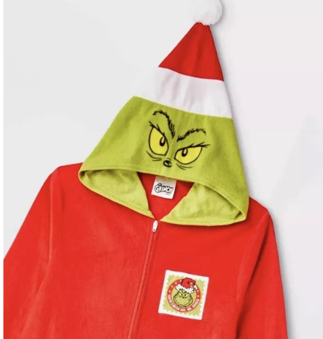 Dr. Seuss The Grinch Pijamas de una pieza Traje de unión Niño Niña Disfraz de Navidad Talla M (8)