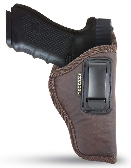 Funda de pistola de cintura interior marrón para hombres/mujeres para Sig P250 / P320 Sub Comp, 224, FNS 9C, XD Mod. 2-3" 40/45, XD9 Sub Comp, Glock 30/30S/39, Taurus G3. Funda de cuero ecológico de Houston