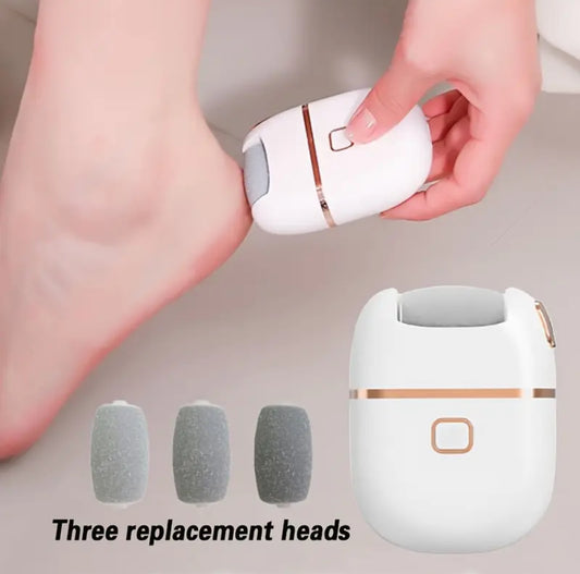 Exfoliador Eléctrico Recargable para Pies para Eliminar Grietas y Pulir Cutículas Gruesas de Color Beige, con 2 Cabezales de Repuesto, 2 Velocidades, Carga USB Portátil, Adecuado para el Cuidado de Manos y Pies