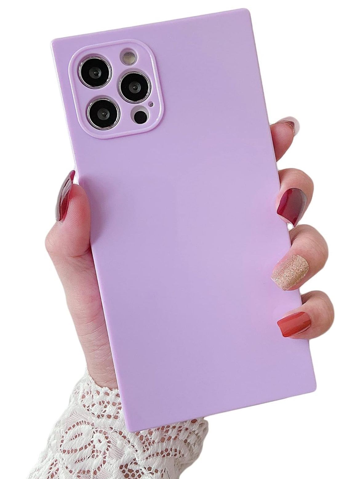 Cocomii Funda cuadrada compatible con iPhone 14 Pro, lujosa, delgada, brillante, color sólido, tonos vibrantes, fácil de sostener, antiarañazos, a prueba de golpes (morado)