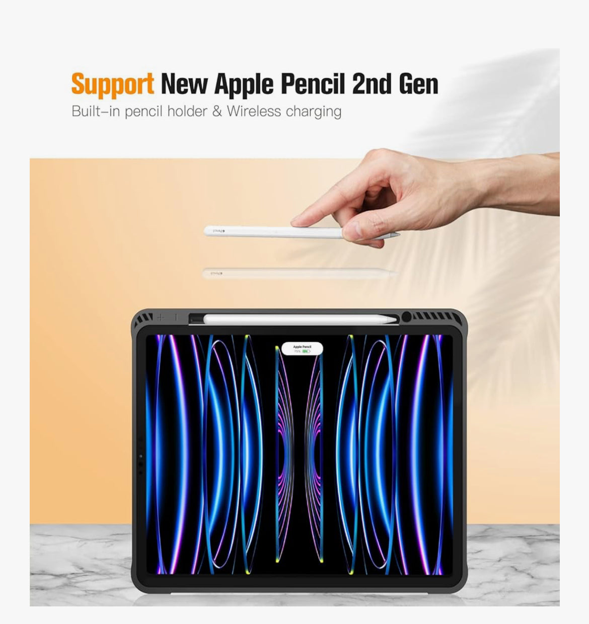 Fintie Funda para iPad Pro de 12.9 pulgadas, 6ª generación 2022, [Soporte para lápiz integrado] Funda protectora de TPU suave y delgada con encendido y apagado automático, también compatible con iPad Pro de 12.9 pulgadas de 5ª, 4ª y 3ª generación, libro d