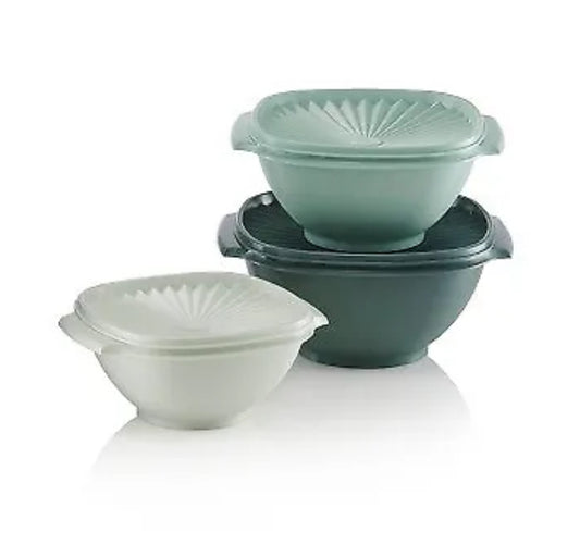 Juego de contenedores de plástico para almacenamiento de alimentos Tupperware Heritage 3 piezas (5,25c, 8c, 11,75c)