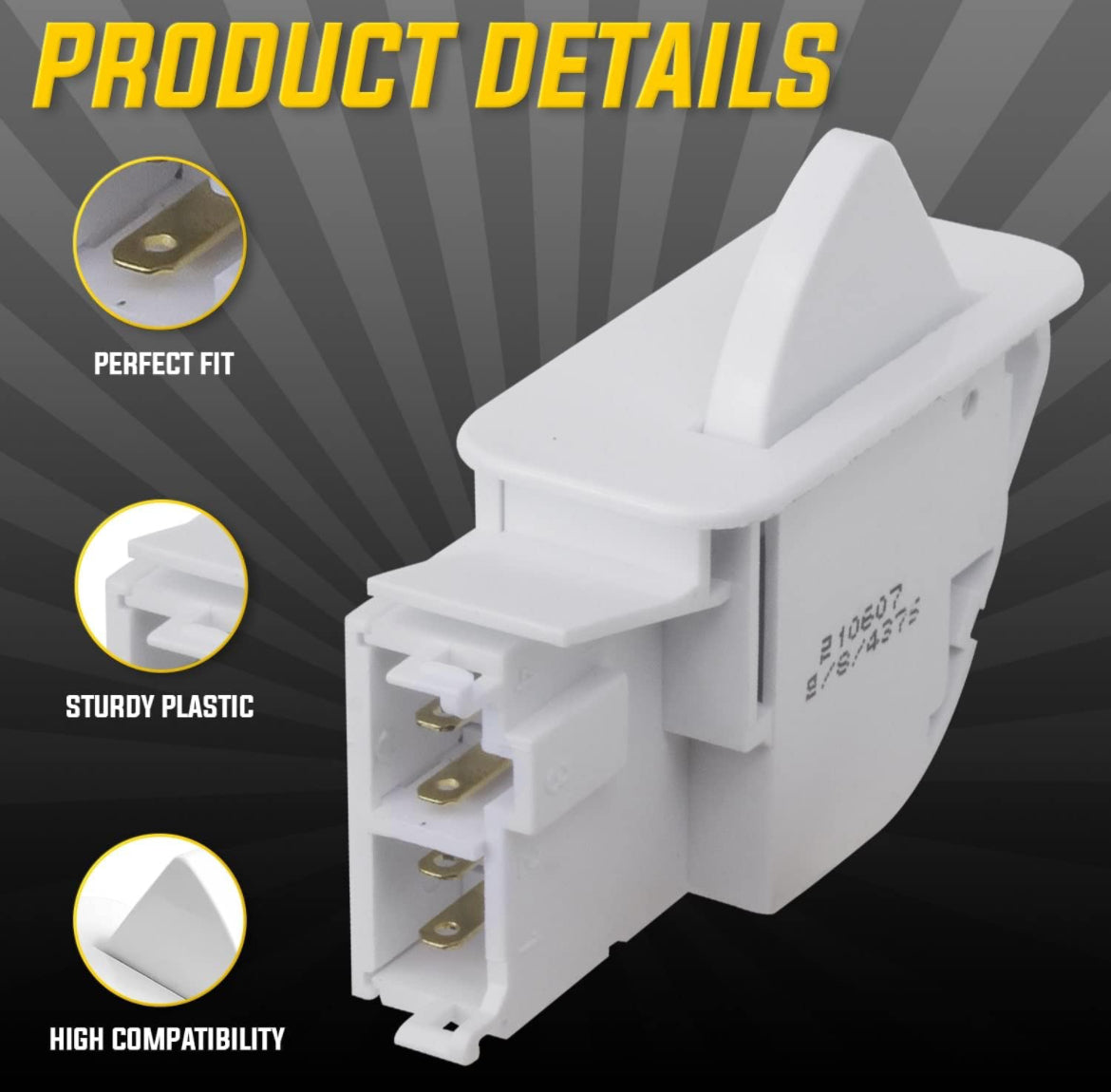 6600JB1010A Interruptor de botón de la puerta del refrigerador Compatible con los refrigeradores LG y Ken-more - Reemplaza: AP4442090, 6600JB1010K, 1268243, 6600JB1004A, 6600JB1010L, AH3529268, EA3529268, PS3529268