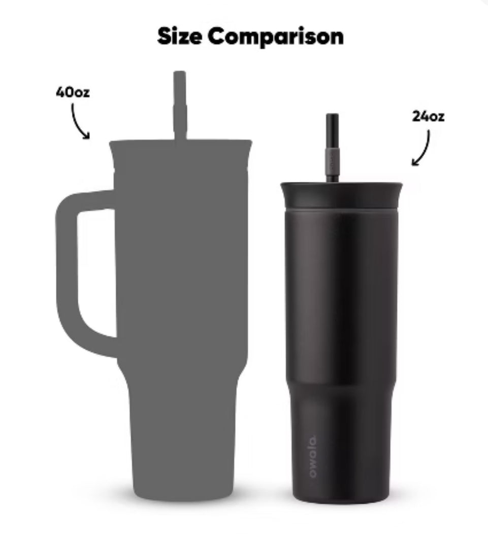 Vaso de pajilla de acero inoxidable Owala de 24 oz - negro