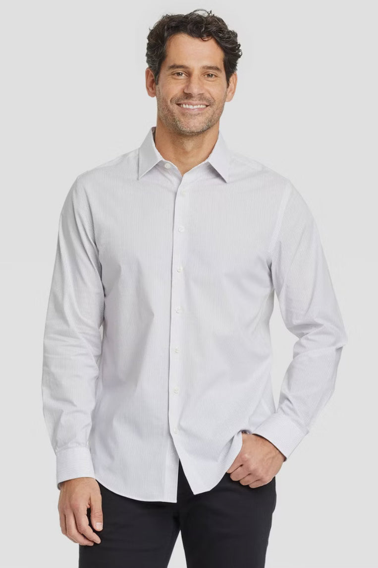Camisa de vestir Goodfellow & Co de rendimiento con botones manga larga para hombre- talla M - standar fit - strech