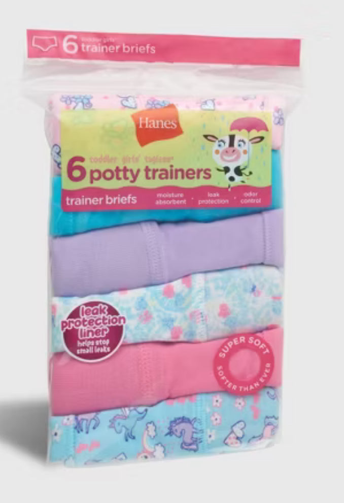 Paquete de 6 calzoncillos de entrenamiento para niñas pequeñas de Hanes - Los colores pueden variar- talla 4T/5T