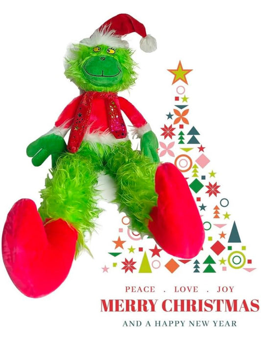 Grinchmas (30 pulgadas) Decoración de Navidad Almohada de Navidad Muñeca de monstruo verde Muñeco de peluche adecuado para árbol de Navidad decoración del hogar (rojo)