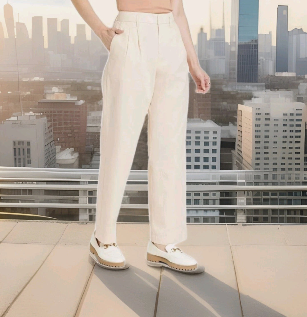 Pantalones ligeros para mujer -A New Day -tiro alto ajuste regular plisados delanteros talla 12-R