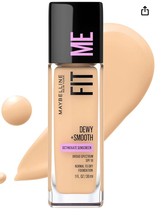 Maybelline Base líquida Fit Me Dewy + Smooth Liquid Foundation, beige (Light Beige), 1 unidad- 130 buff beige