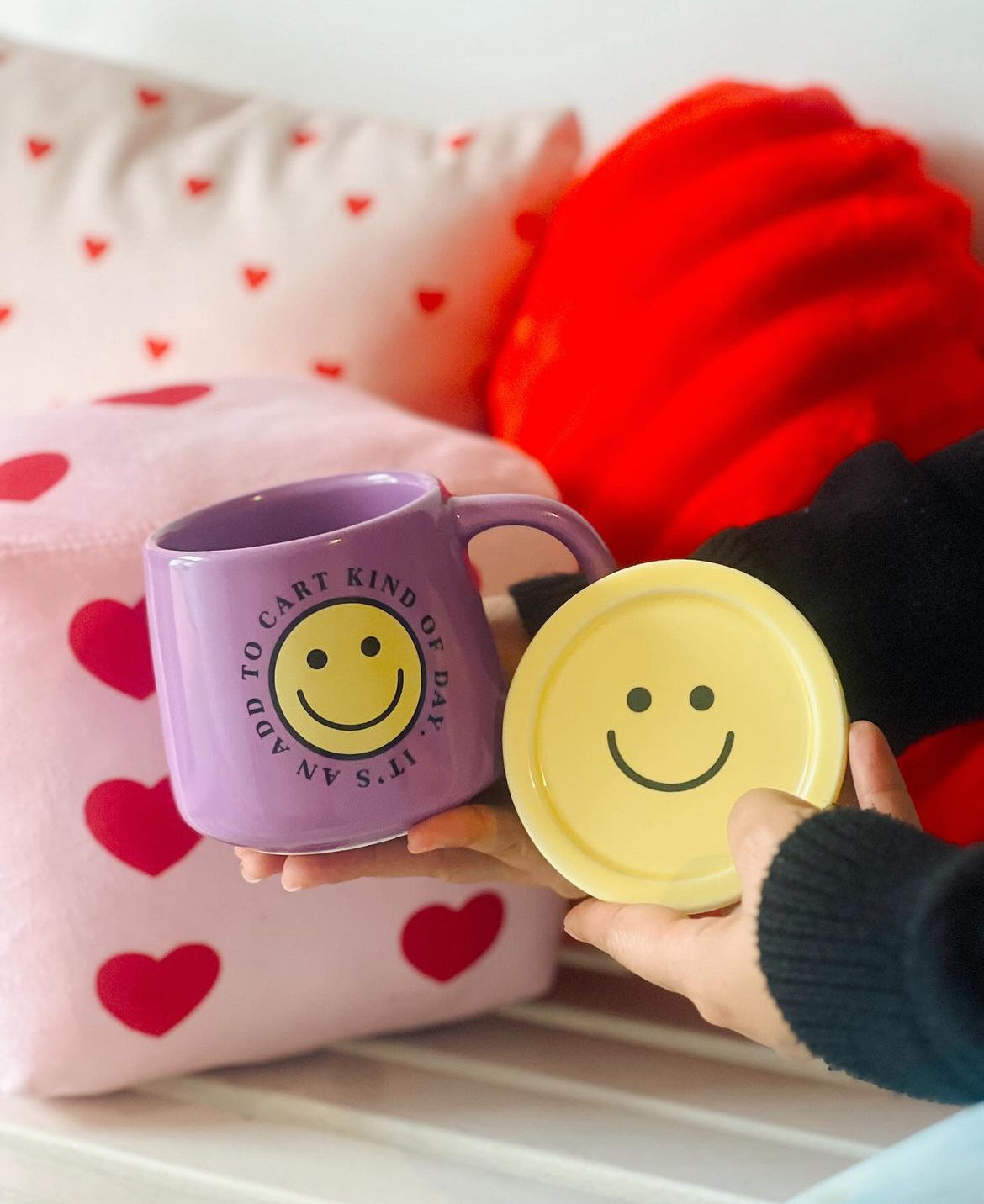 Taza Happy Face con tapa/reposa taza