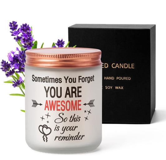 Thank You Gifts - Vela perfumada con aroma a lavanda, divertidos regalos inspiradores para mujeres, mamá, hija, hermana, tía, amigas, 100% soja, 7 onzas