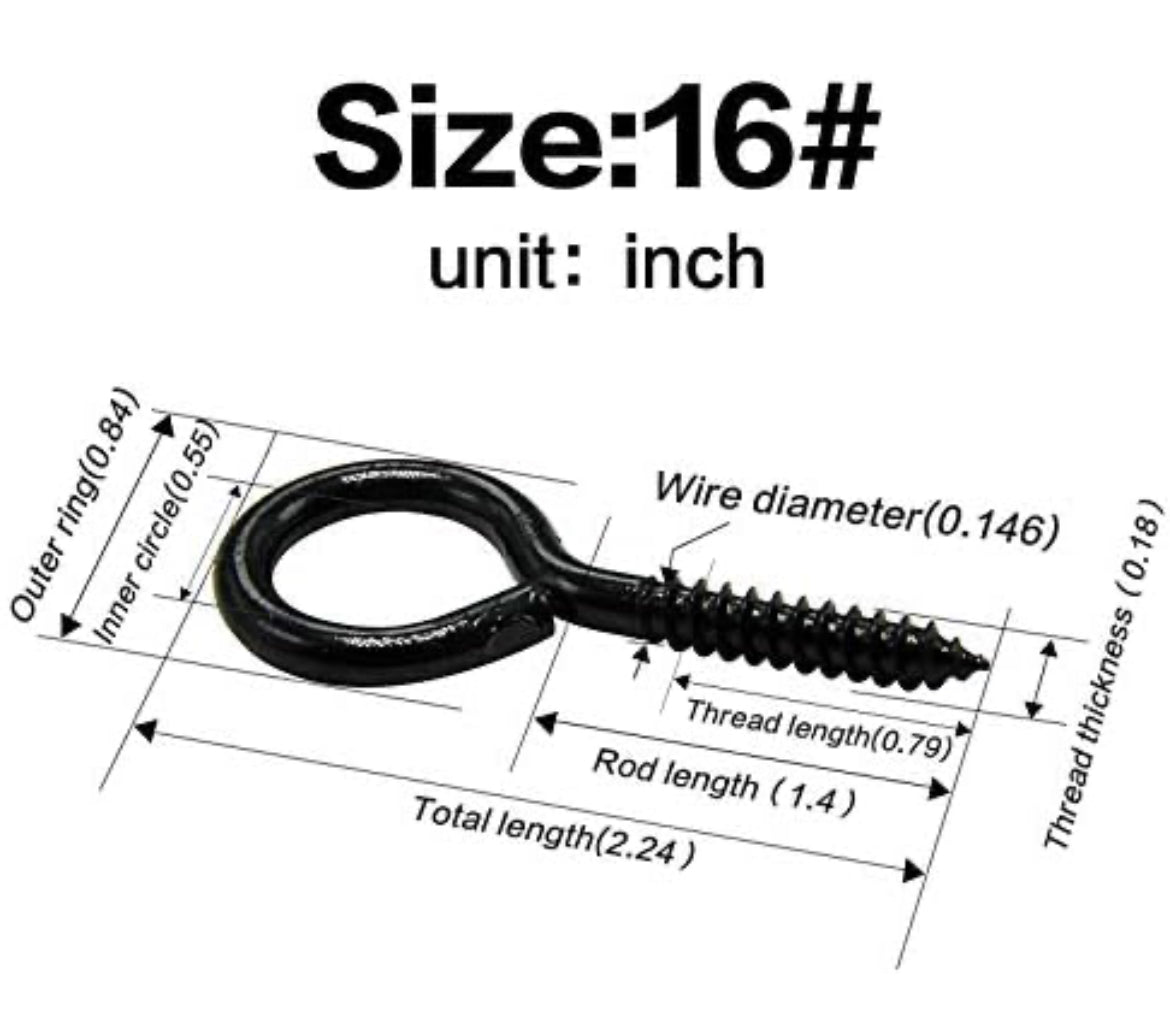 Armellas roscadas Tornillo autorroscante de metal chapado en zinc Ganchos de semiesfera Armellas de gancho, Negro