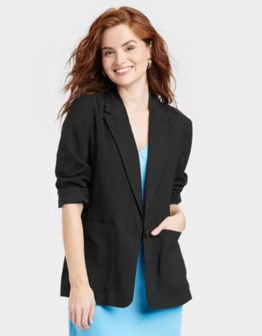 Blazer de ajuste relajado esencial para mujer - A New Day™ Negro - talla XXL